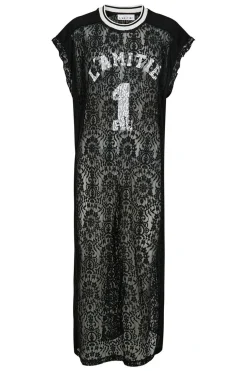 Lace Football Frill Dress Black HL10132