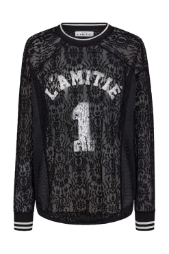 Lace LS Football Blouse Black HL10471