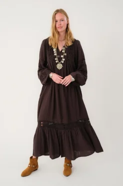 LatourLL Lace Maxi Dress LS 87 Dark Mokka 254093000