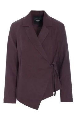 Lazy linen asymmetrisk jakke RAISIN 26121415560