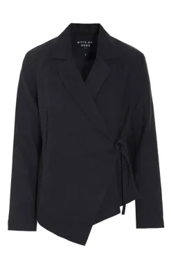 Lazy linen asymmetrisk jakke Black 26121415560