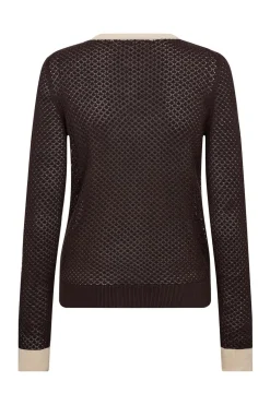 LueCC Pointelle Cardigan 145Dark Brown 42023