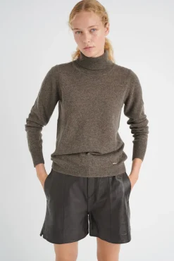 LukkaIW Rollneck Pullover Brown Melange 30108211