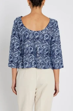 Mauritiabbignara Blouse Blue Flower BBW4951