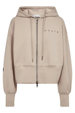 Maxi Split Zip Hoodie Beige HL10523