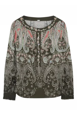 Mira, blouse 83211OlivePrint 60676/7355