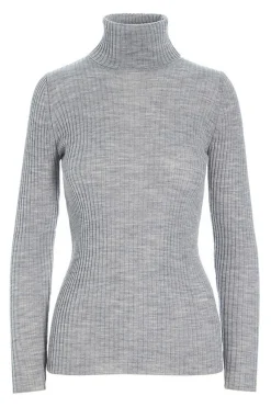 New wool rullekrave sweater Grey Melange 911402518