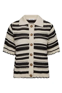 OdetteCC Stripe SS Cardigan 1196OffWhiteB 42017