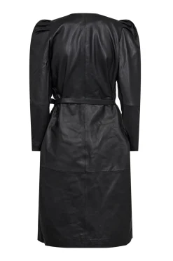 PhoebeCC Leather Wrap Dress Black 36243
