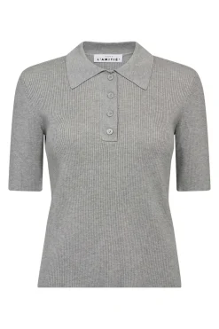 Piccolo SS Polo Rib Knit Light Grey Melange