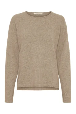 Pure Cashmere Pullover w. Boat Natural Brown 500083