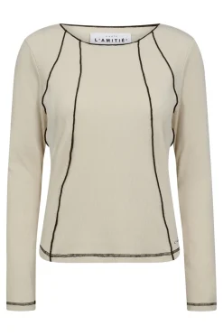 Reverse Seam Rib Blouse almond HL10012