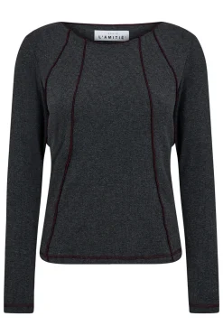 Reverse Seam Rib Blouse Antracit Melange HL10012