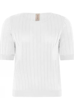 Ribknit Oneck tshirt White