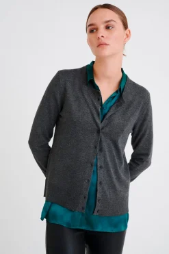 Rita Cardigan Dark grey melange 30100784