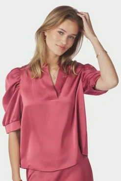 Roella Heavy Sateen Blouse Cherry Pink 162590