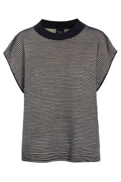 Saku bluse med bieser BLACK/IVORY 26110735743