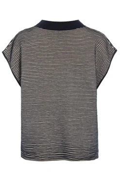 Saku bluse med bieser BLACK/IVORY 26110735743