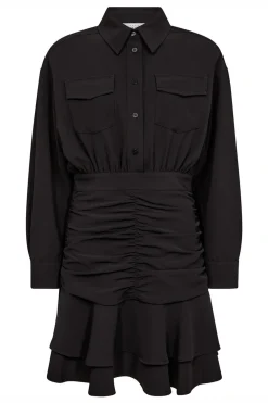 Satari Gather Shirt Dress Black HL10501