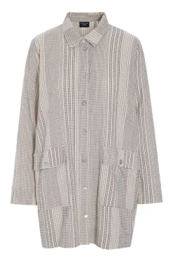 Shiko lang skjorte IVORY/BLACK STITCH 26124645616