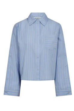SimoCC Stripe Button Shirt 23Pale Blue 45051