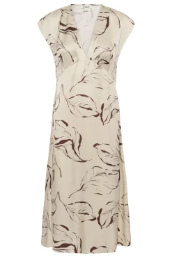 SLClero Midi Printed Dress Oatmeal Leave Print 304871 30409240