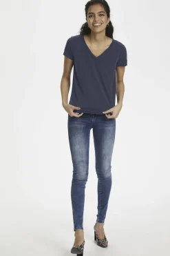 SLColumbine Vneck SS Navy 30404284