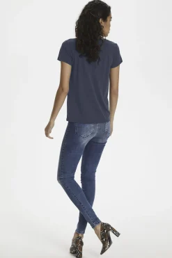 SLColumbine Vneck SS Navy 30404284