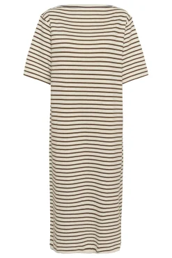 SLIngina Boatneck Dress White and Cappucino Stripe 3 30408994