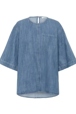 SLNinnie Amilea Blouse SS Medium Blue Denim 301130 30408901
