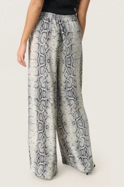 SLShirley Wide Printed Pants Grey Snake Print 30408449