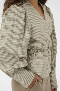 SLSivah Oriana Blouse Parchment Checks 304511 30408902