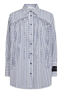 Striped Fringe Shirt Blue/White Stripe HL10522