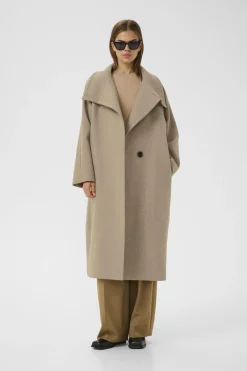 ThoraIW Collar Coat R Sandy Grey Melange 30111083