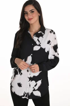 WOVEN BLOUSE Black/Off White Print 253814