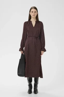 ZaniaIW Dress Brown Bordeaux Small Dot 305 30111248