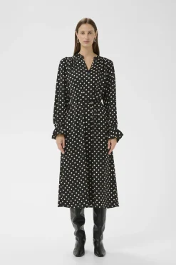 ZeemaIW Dress Black Spaced Dots 300177 30111247