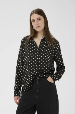 ZeemaIW Shirt Black Spaced Dots 300177 30111245